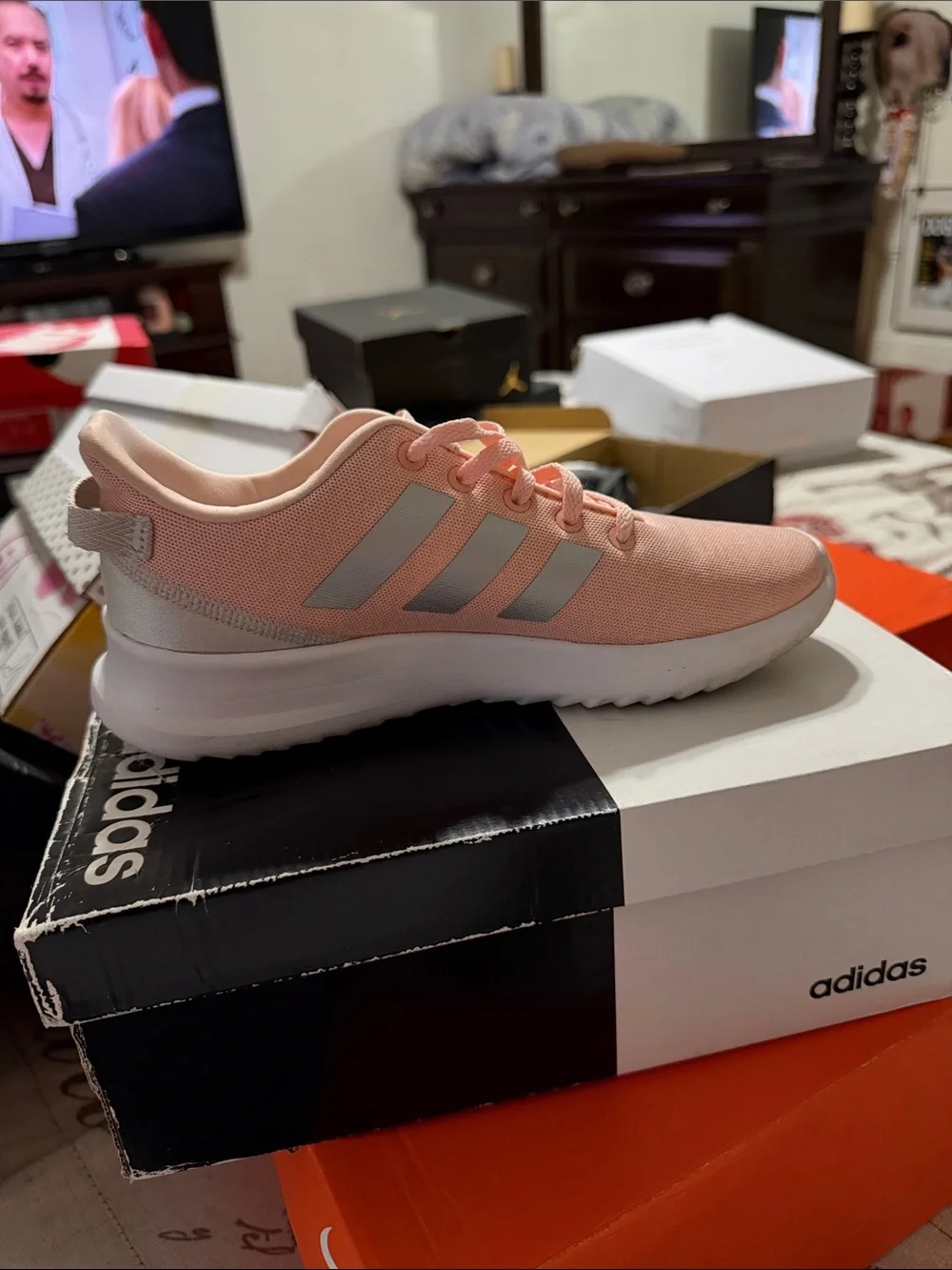 adidas Women’s Pink Mesh Athletic Sneakers with White Sole